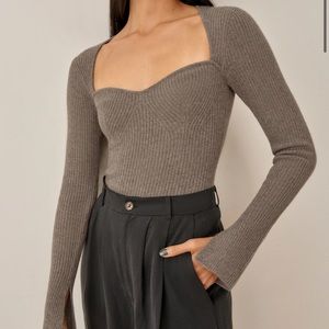 NWOT Reformation Glenna Cashmere Sweater in Cocoa | Size XS